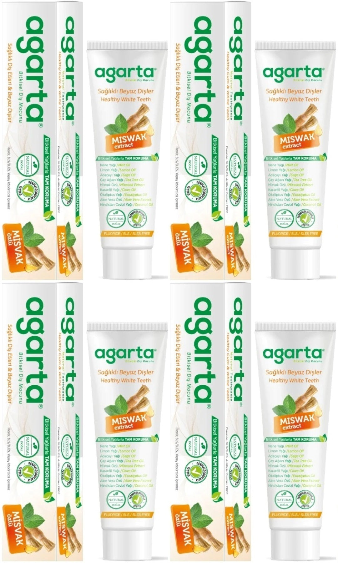 Agarta Doğal Diş Macunu 100ML Misvak özlü (4 Lü Set)