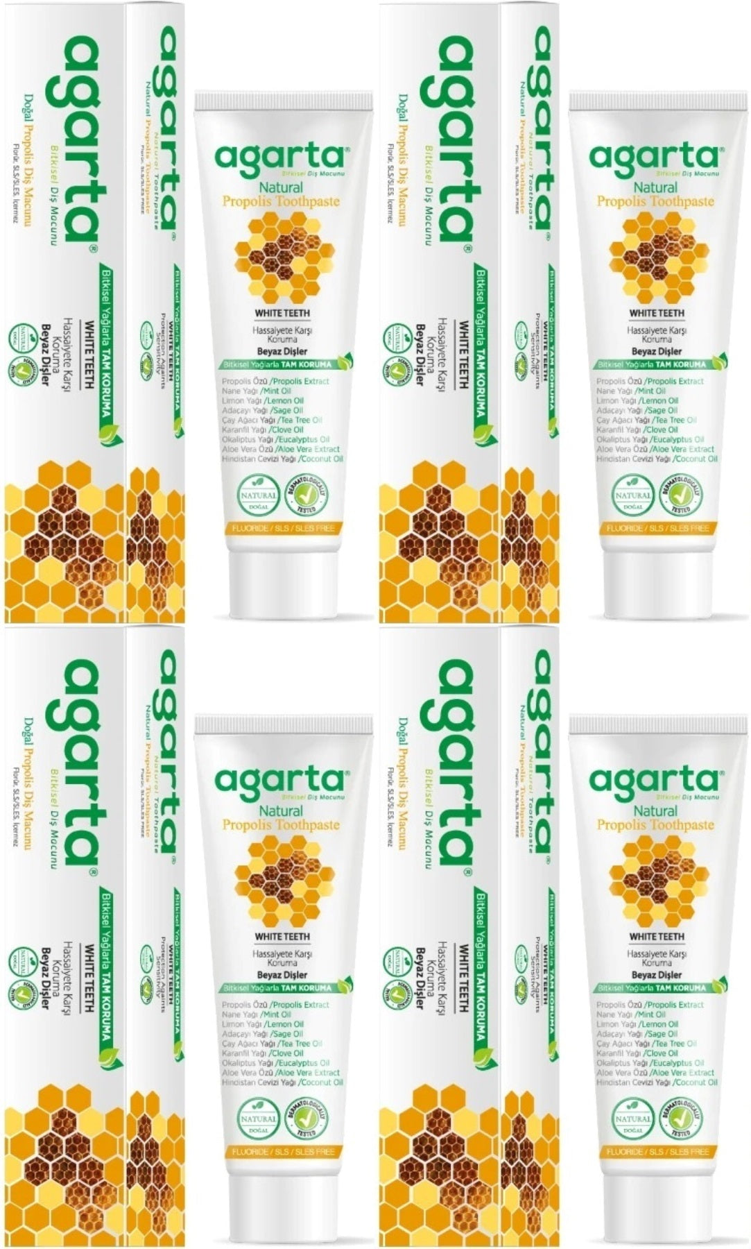 Agarta Doğal Diş Macunu 100ML Propolis (4 Lü Set)
