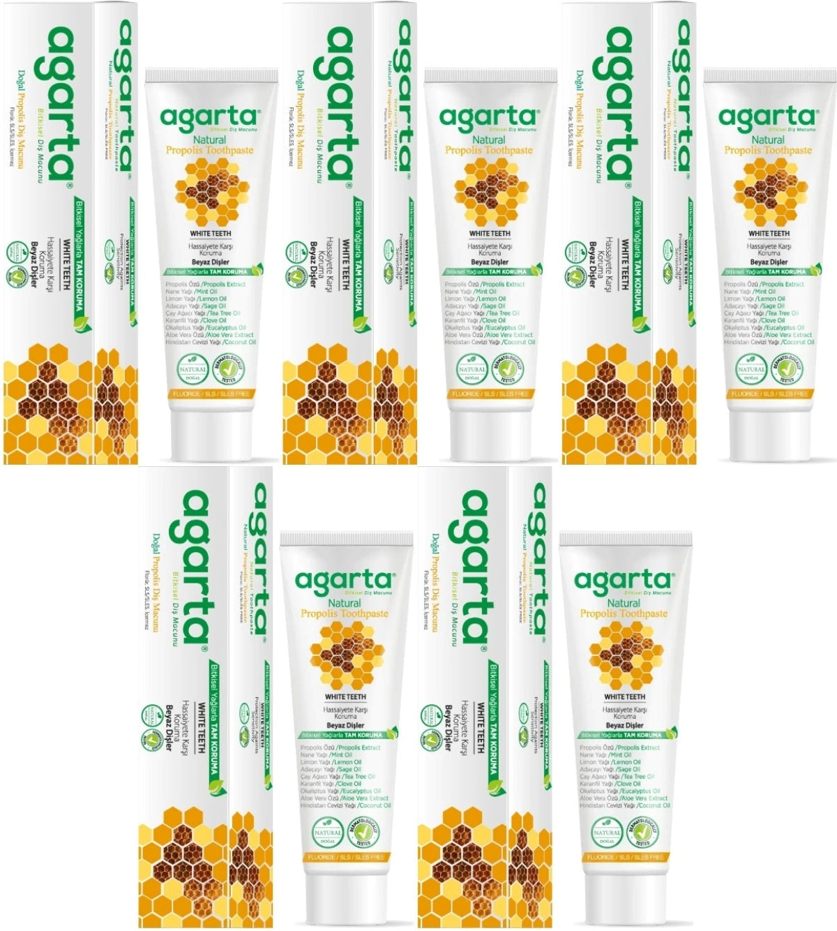 Agarta Doğal Diş Macunu 100ML Propolis (5 Li Set)