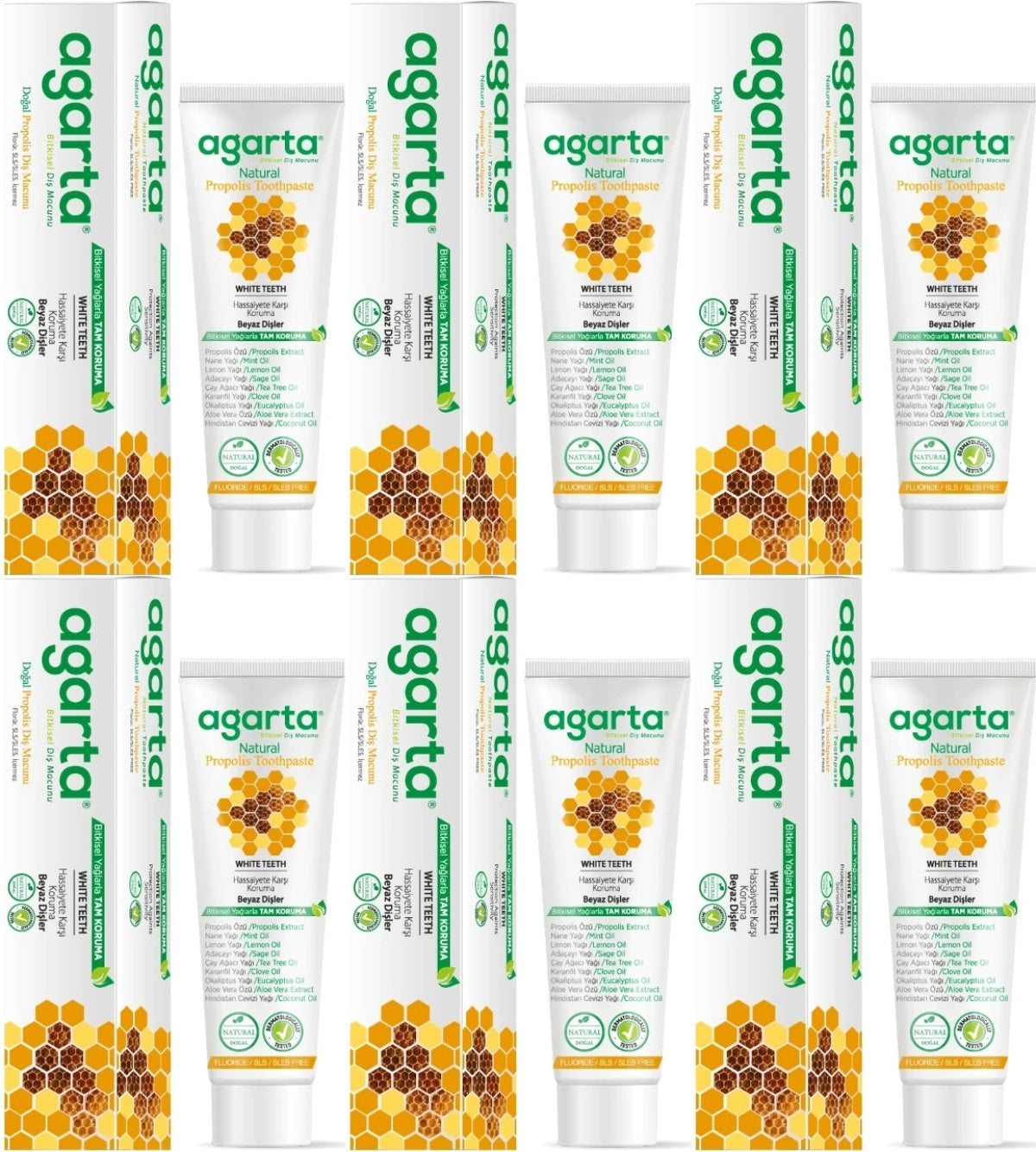 Agarta Doğal Diş Macunu 100ML Propolis (6 Lı Set)