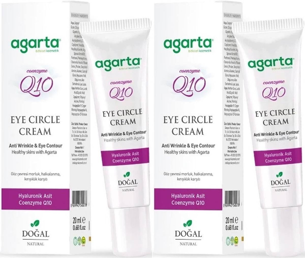 Agarta Doğal Göz Altı Kırışıklık ve Koyu Halka Yaşlandırma Karşıtı Antiaging Kremi 20 ML (2 Li Set)