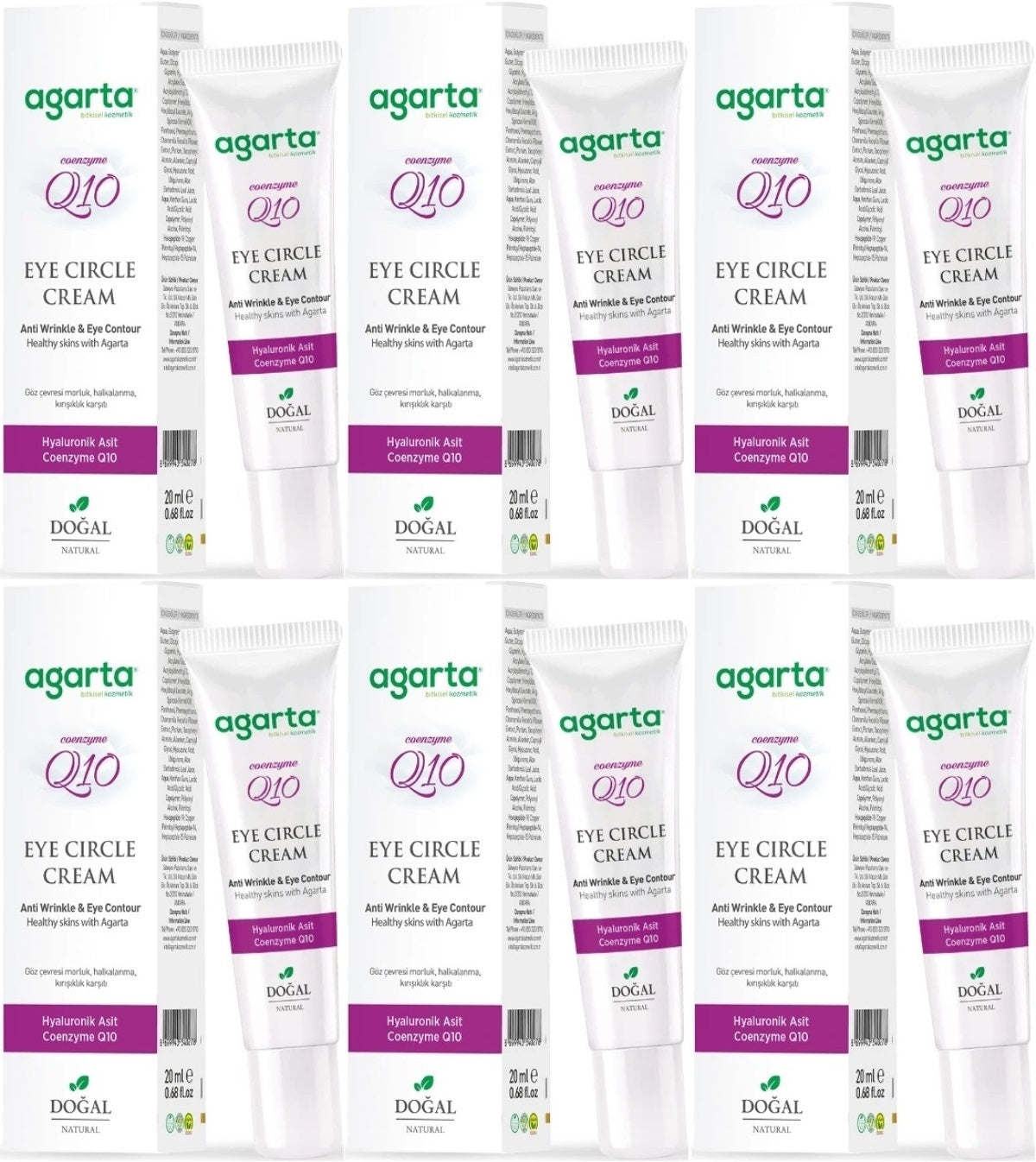 Agarta Doğal Göz Altı Kırışıklık ve Koyu Halka Yaşlandırma Karşıtı Antiaging Kremi 20 ML (6 Lı Set)