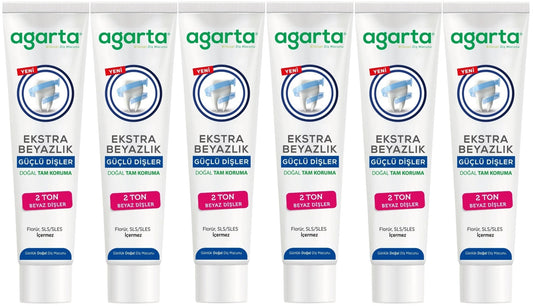 Agarta Doğal Tam koruma Diş Macunu 75 ML Ekstra Beyazlık Güçlü Dişler (Leke Önleyici) (6 Lı Set)
