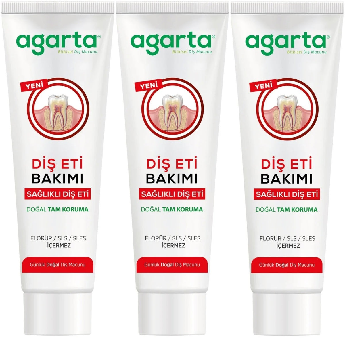 Agarta Doğal Tam koruma Diş Macunu 90 ML Diş Eti Bakımı & Plak Karşıtı (3 Lü Set)