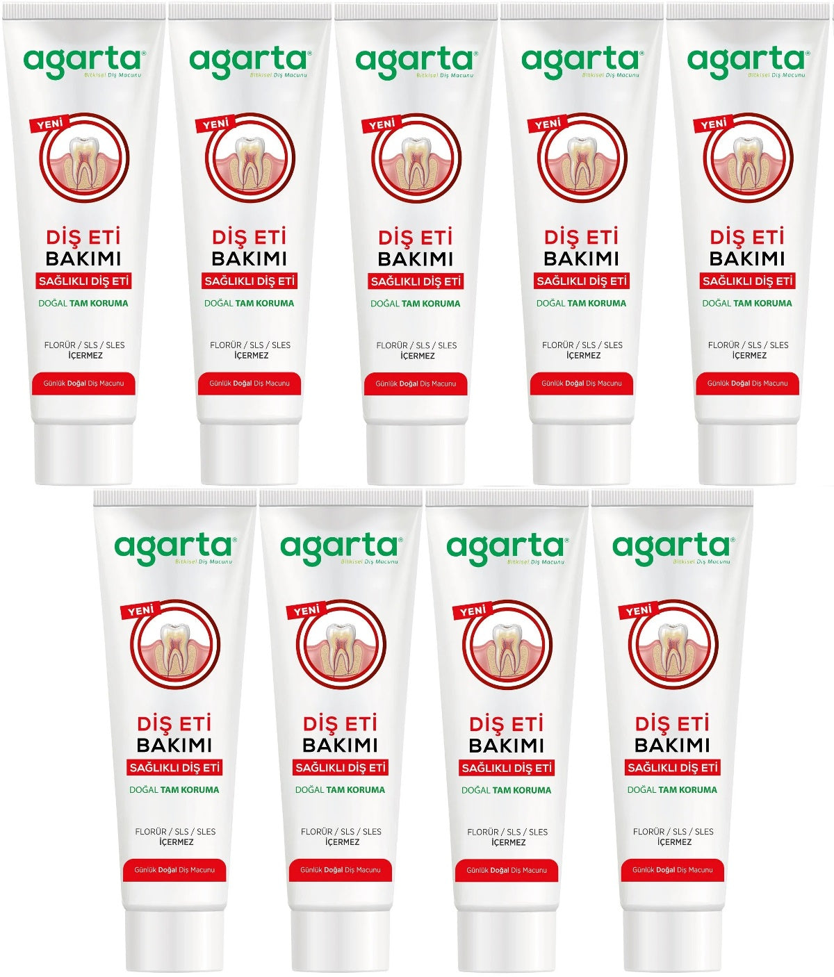 Agarta Doğal Tam koruma Diş Macunu 90 ML Diş Eti Bakımı & Plak Karşıtı (9 Lu Set)