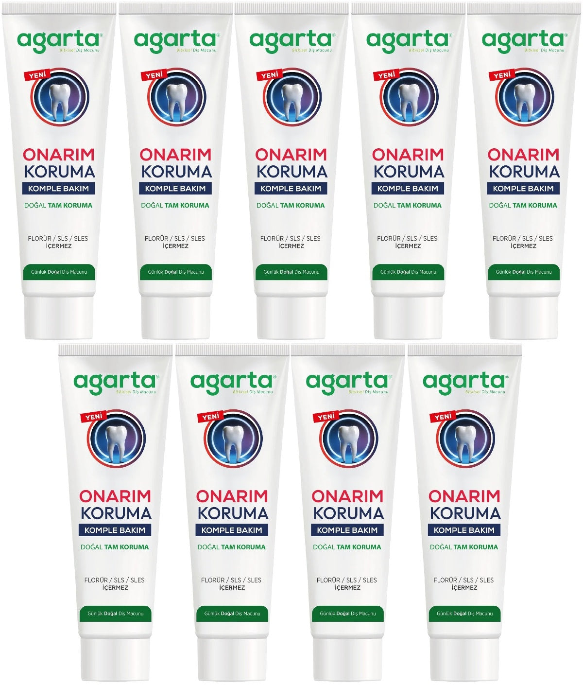 Agarta Doğal Tam koruma Diş Macunu 90 ML Onarım & Koruma (9 Lu Set)