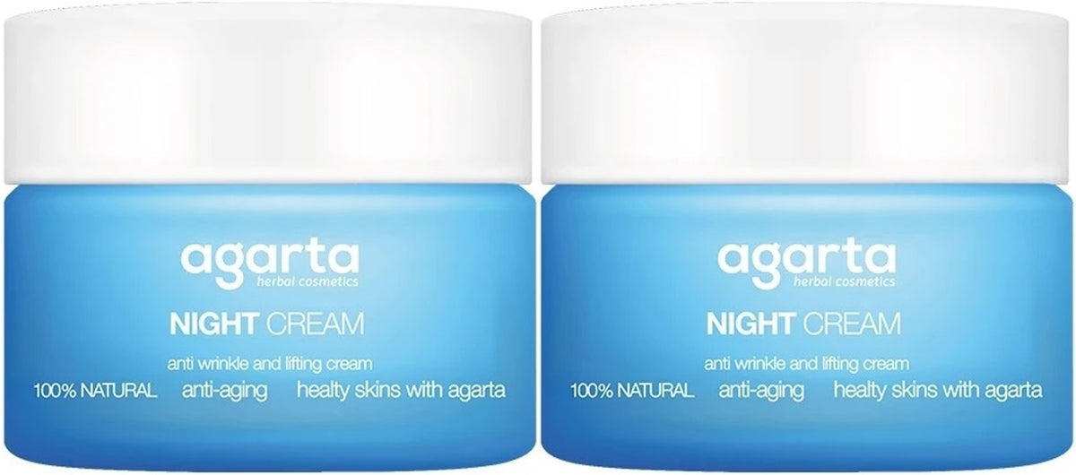 Agarta Doğal Yaşlanma Karşıtı Anti-Age Gece Kremi Su Bazlı 50ML (Kırışıklık/Sıkılaştırıcı) (2Li Set)