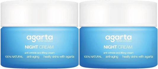 Agarta Doğal Yaşlanma Karşıtı Anti-Age Gece Kremi Su Bazlı 50ML (Kırışıklık/Sıkılaştırıcı) (2Li Set)