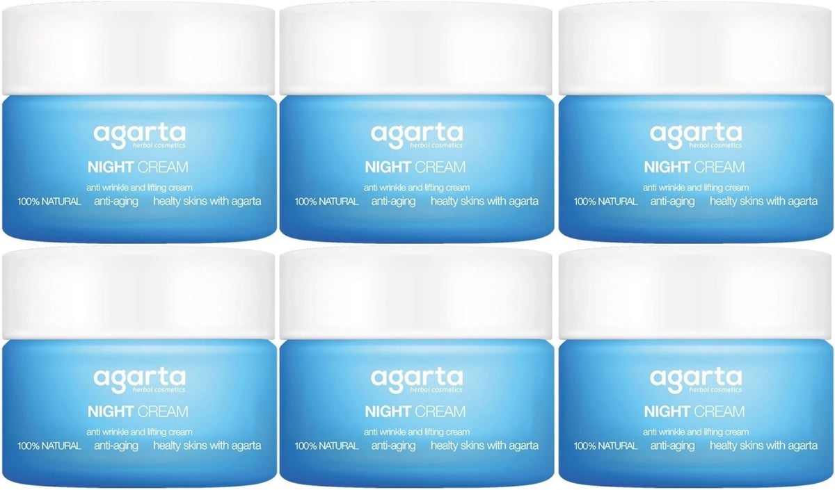 Agarta Doğal Yaşlanma Karşıtı Anti-Age Gece Kremi Su Bazlı 50ML (Kırışıklık/Sıkılaştırıcı) (6Lı Set)