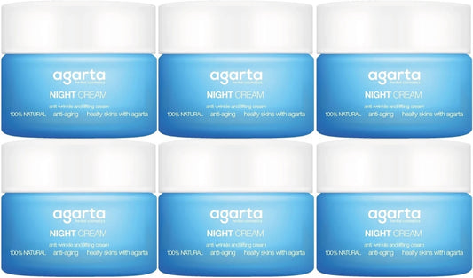 Agarta Doğal Yaşlanma Karşıtı Anti-Age Gece Kremi Su Bazlı 50ML (Kırışıklık/Sıkılaştırıcı) (6Lı Set)