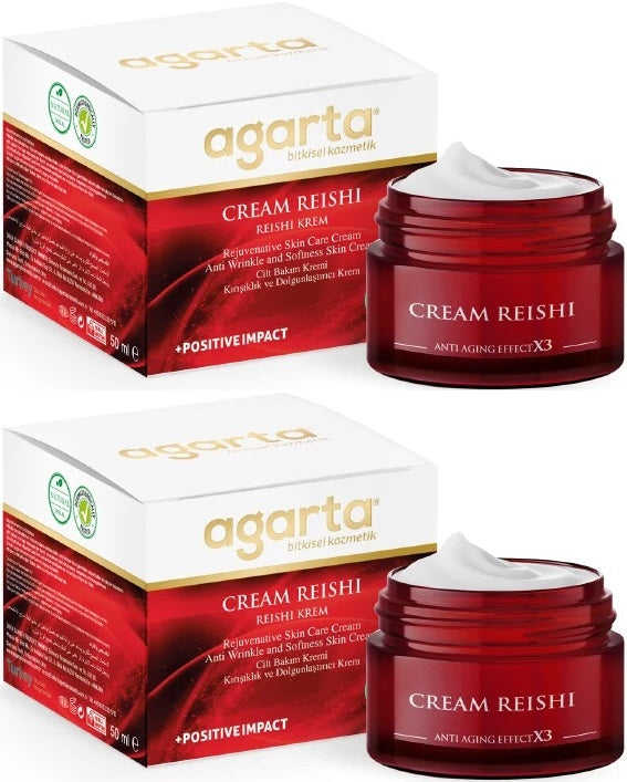 Agarta Doğal Yaşlanma Karşıtı Reishi Kremi 50 ML (Kırışıklık - Dolgunlaştırıcı) (2 Li Set)