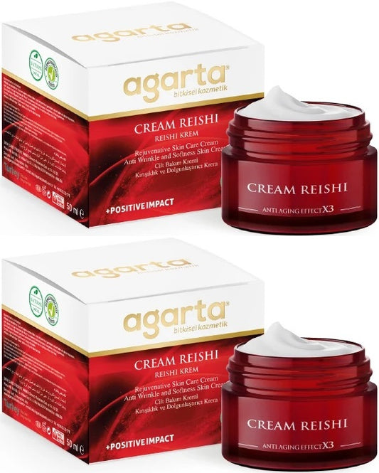 Agarta Doğal Yaşlanma Karşıtı Reishi Kremi 50 ML (Kırışıklık - Dolgunlaştırıcı) (2 Li Set)