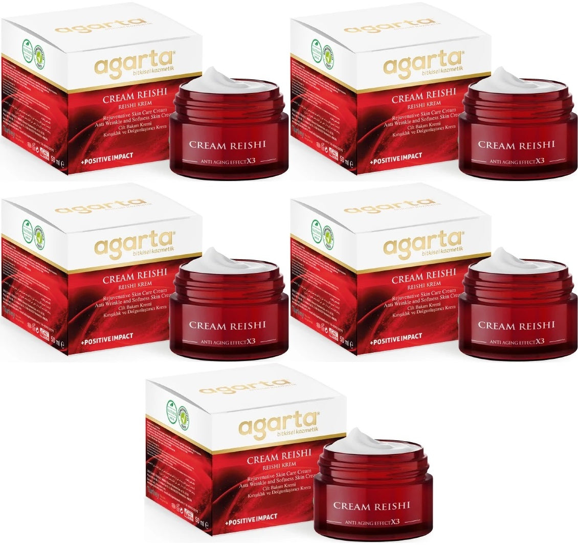 Agarta Doğal Yaşlanma Karşıtı Reishi Kremi 50 ML (Kırışıklık - Dolgunlaştırıcı) (5 Li Set)