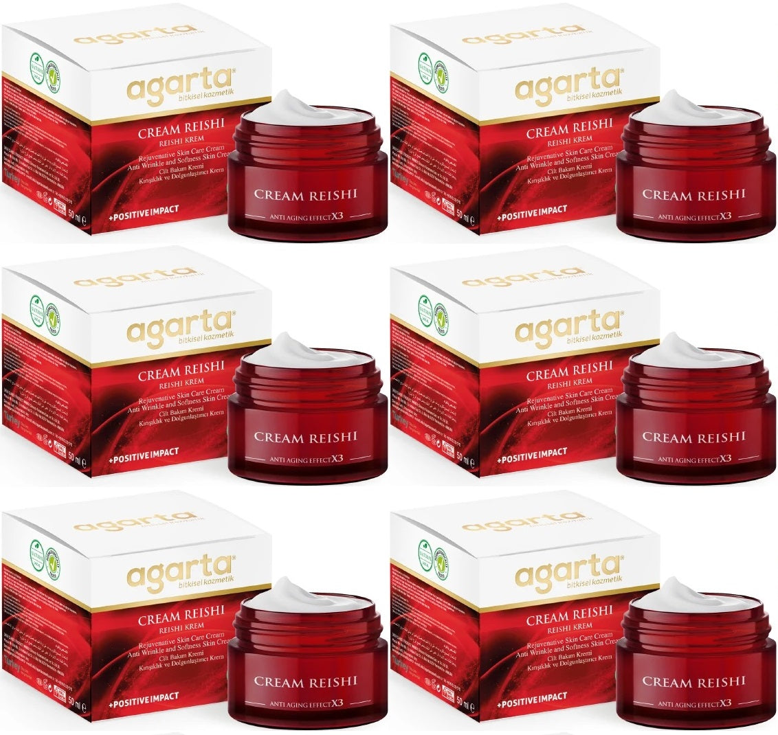 Agarta Doğal Yaşlanma Karşıtı Reishi Kremi 50 ML (Kırışıklık - Dolgunlaştırıcı) (6 Lı Set)
