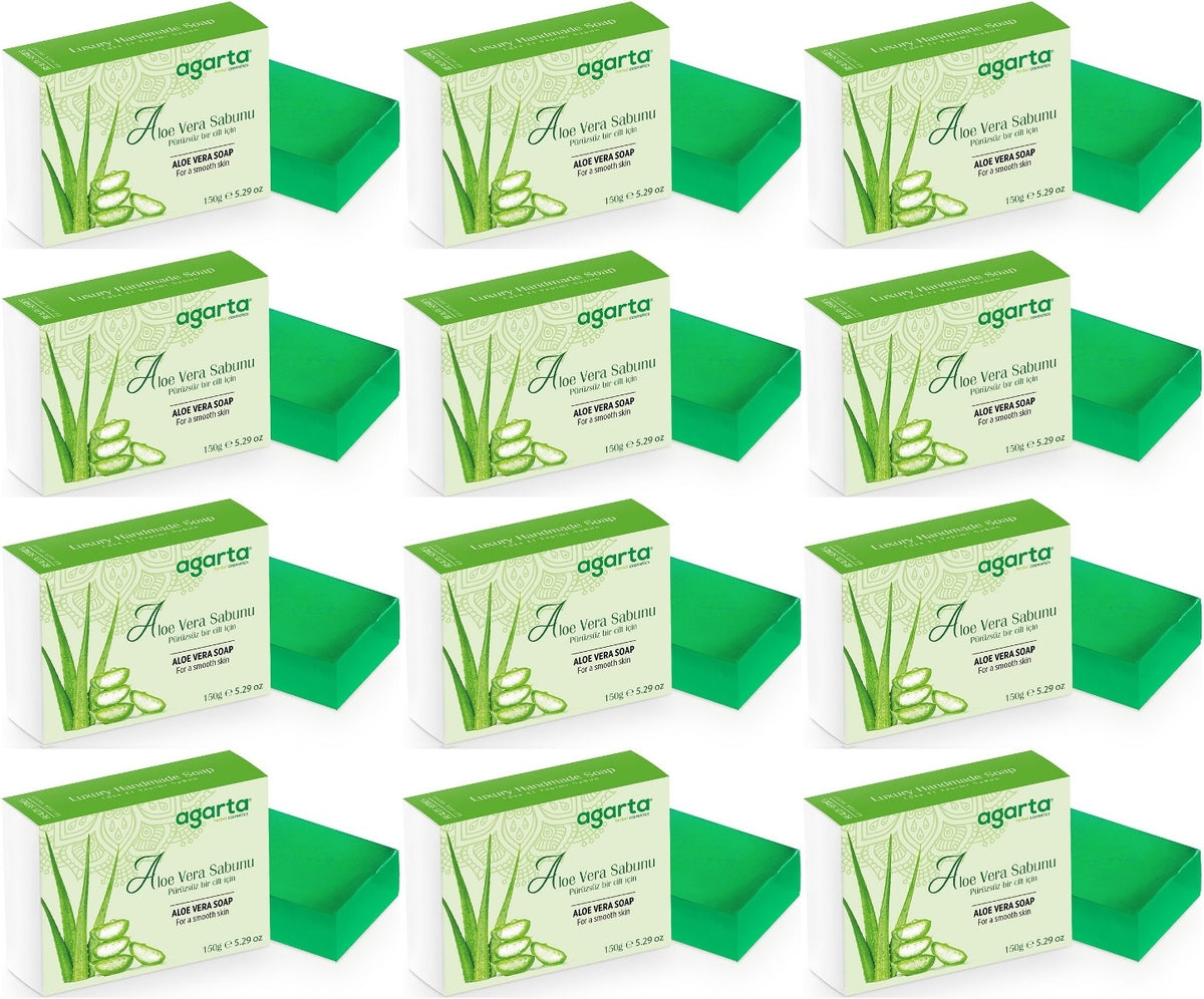 Agarta El Yapımı Doğal Sabun 150GR Aloe Vera (12 Li Set)