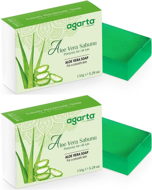 Agarta El Yapımı Doğal Sabun 150GR Aloe Vera (2 Li Set)