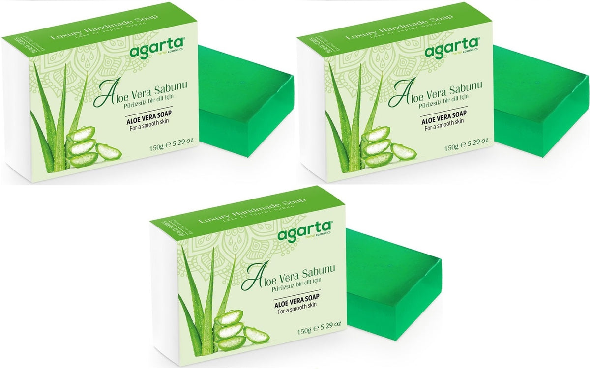 Agarta El Yapımı Doğal Sabun 150GR Aloe Vera (3 Lü Set)