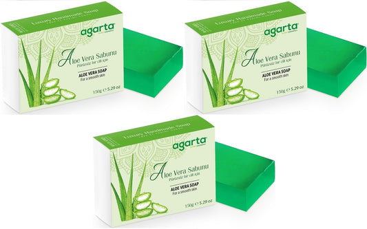 Agarta El Yapımı Doğal Sabun 150GR Aloe Vera (3 Lü Set)