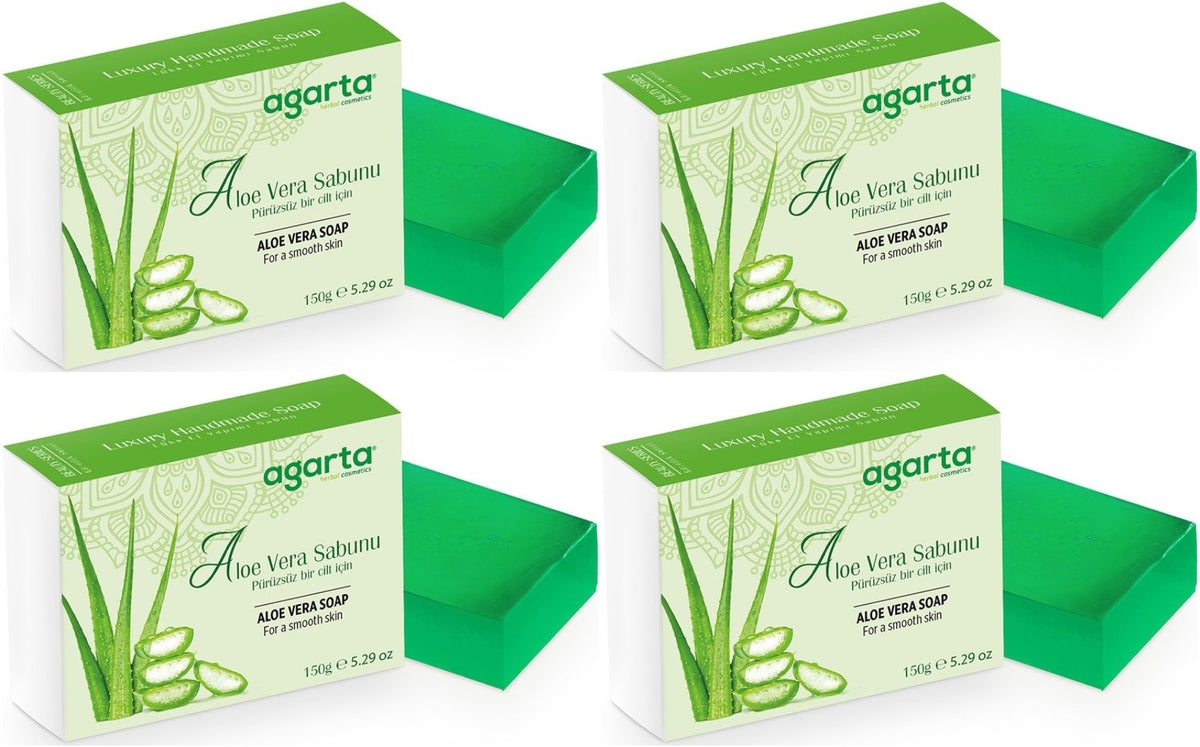 Agarta El Yapımı Doğal Sabun 150GR Aloe Vera (4 Lü Set)