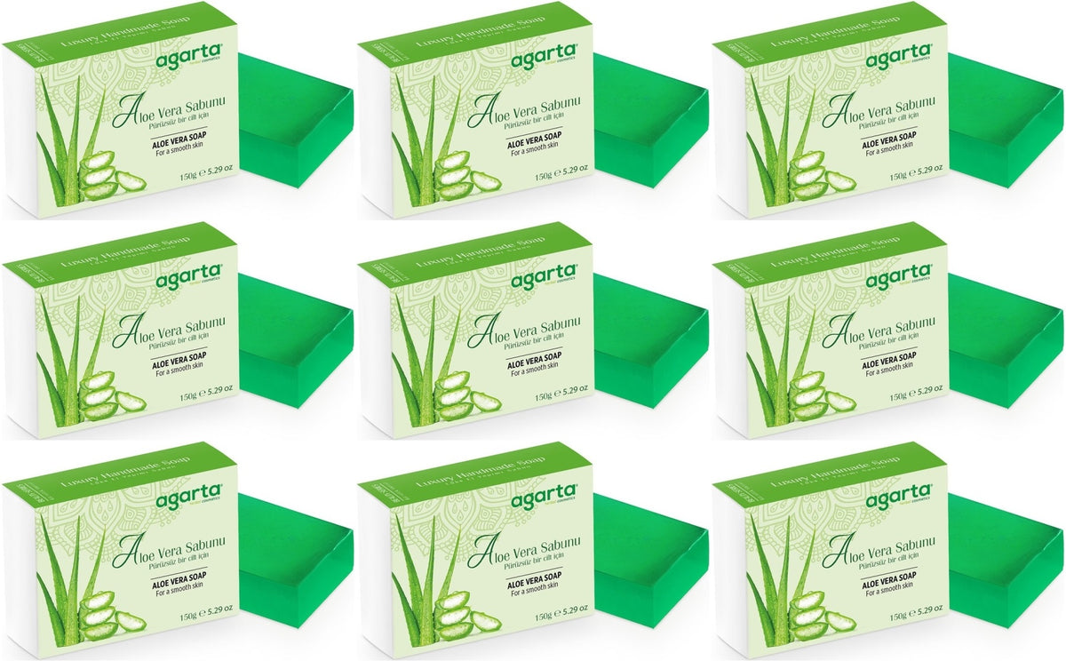Agarta El Yapımı Doğal Sabun 150GR Aloe Vera (9 Lu Set)