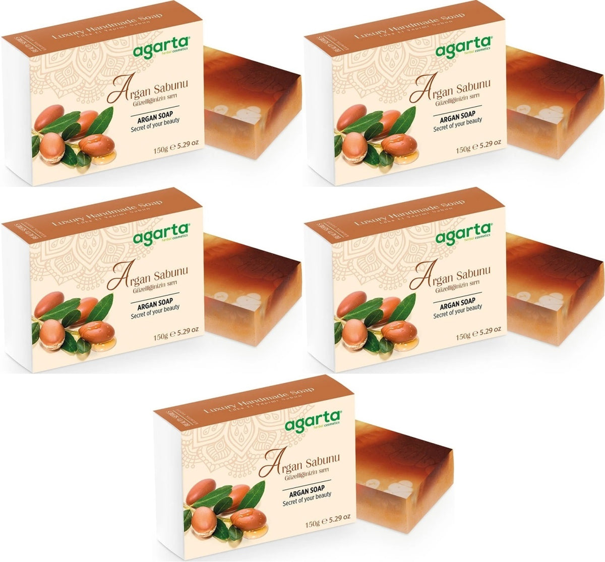 Agarta El Yapımı Doğal Sabun 150GR Argan (5 Li Set)