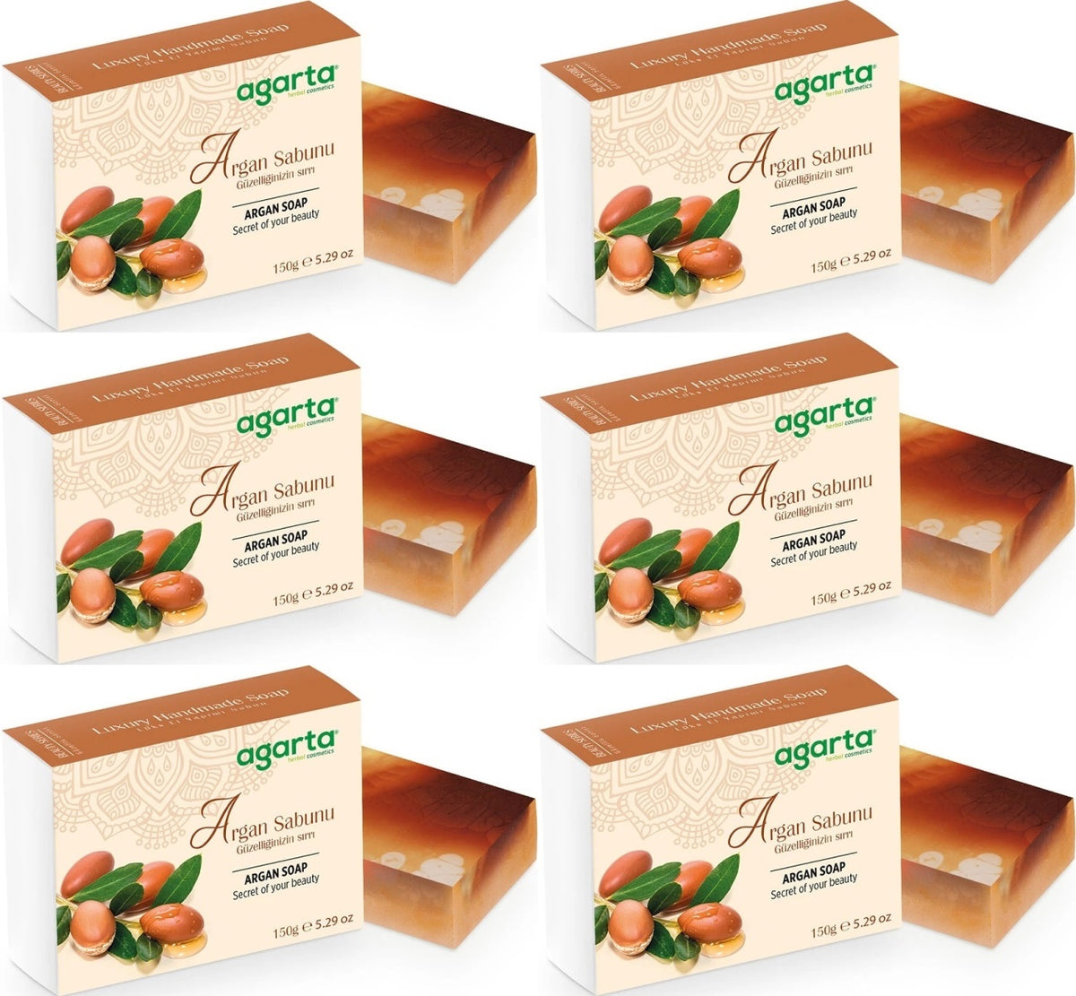 Agarta El Yapımı Doğal Sabun 150GR Argan (6 Lı Set)