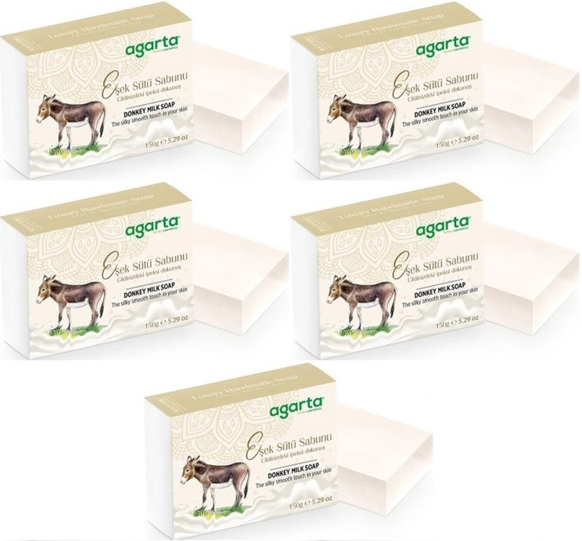Agarta El Yapımı Doğal Sabun 150GR Eşek Sütü (5 Li Set)