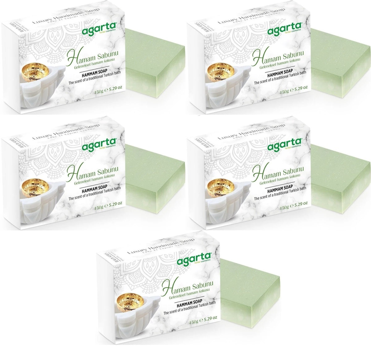 Agarta El Yapımı Doğal Sabun 150GR Hamam (5 Li Set)