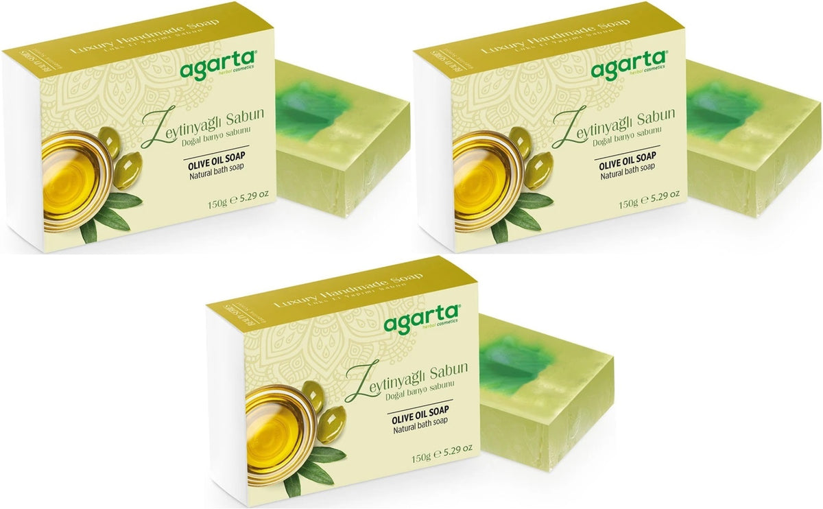 Agarta El Yapımı Doğal Sabun 150GR Zeytinyağlı (3 Lü Set)