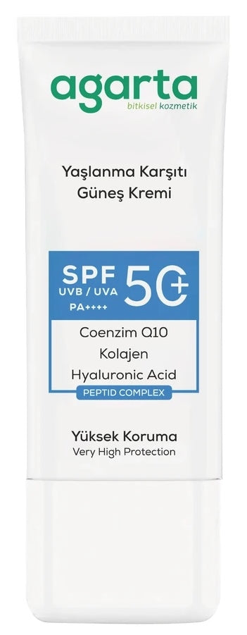 Agarta Yaşlanma Karşıtı Collagen Destekli Spf+50 Faktör Yüz Güneş Kremi 50 ML
