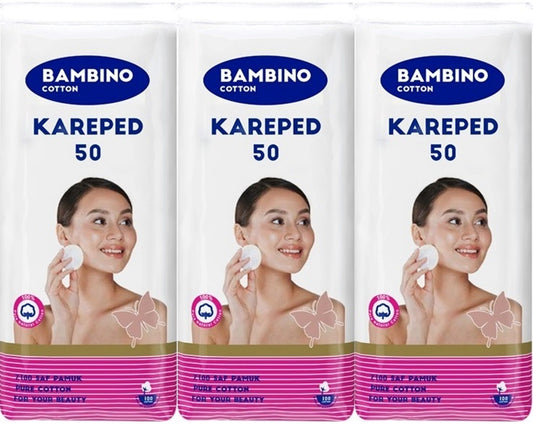 Bambino Cotton Kare Makyaj ve Bebek Temizleme Pamuğu 150 Adet (Kare En-Boy 7CM) (3PK*50)
