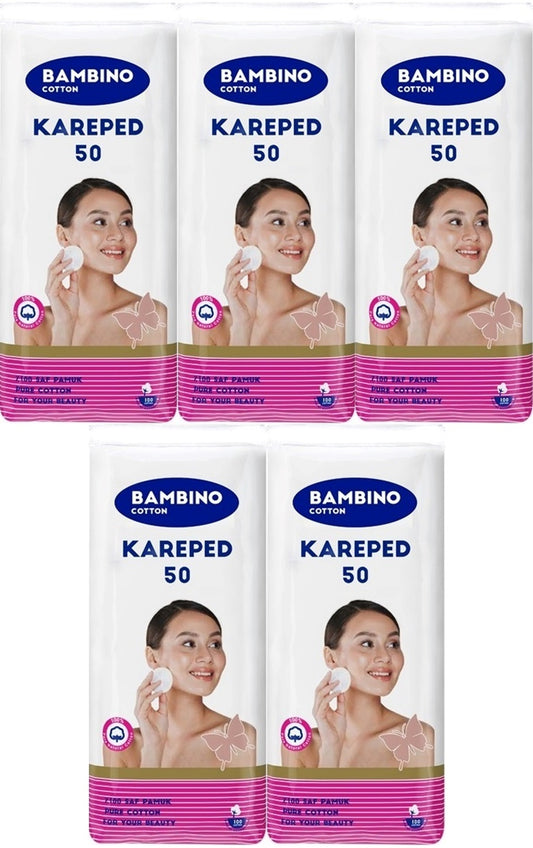 Bambino Cotton Kare Makyaj ve Bebek Temizleme Pamuğu 250 Adet (Kare En-Boy 7CM) (5PK*50)