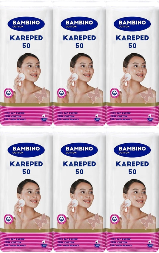 Bambino Cotton Kare Makyaj ve Bebek Temizleme Pamuğu 300 Adet (Kare En-Boy 7CM) (6PK*50)