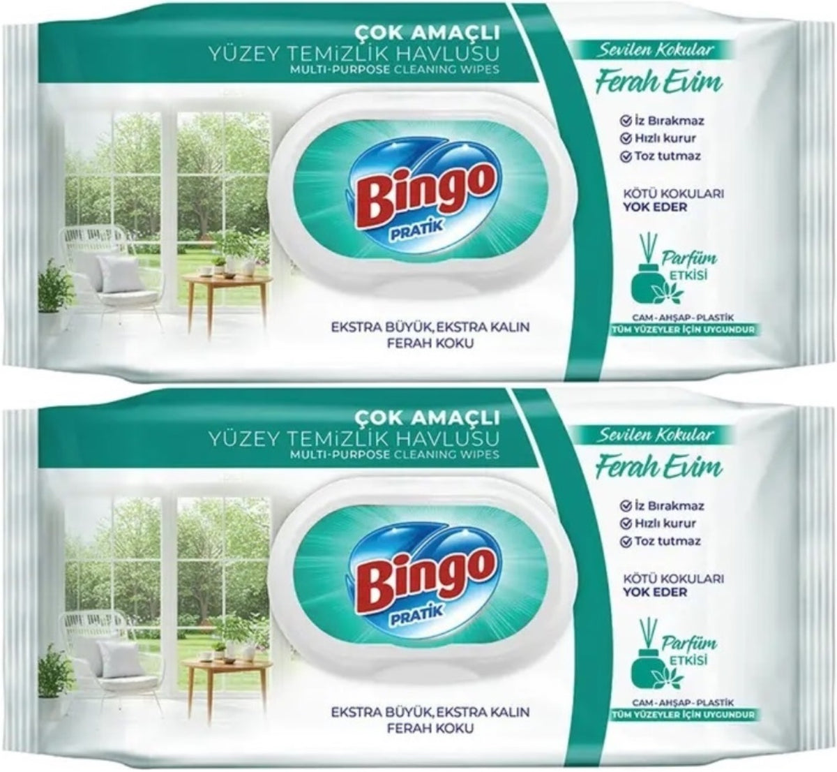 Bingo Clean Yüzey Temizlik Havlusu 96 Yaprak Sevilen Kokular Ferah Evim (2 Li Set) 192 Yaprak