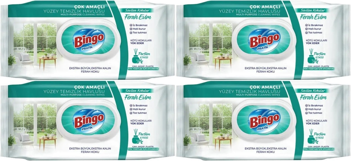 Bingo Clean Yüzey Temizlik Havlusu 96 Yaprak Sevilen Kokular Ferah Evim (4 Lü Set) 384 Yaprak