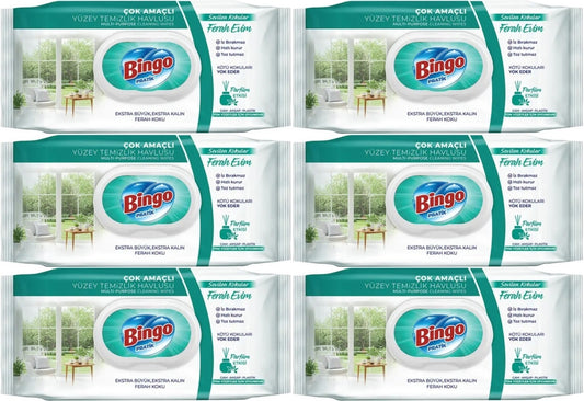 Bingo Clean Yüzey Temizlik Havlusu 96 Yaprak Sevilen Kokular Ferah Evim (6 Lı Set) 576 Yaprak