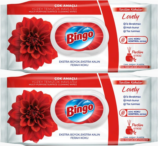 Bingo Clean Yüzey Temizlik Havlusu 96 Yaprak Sevilen Kokular Lovely - Gül (2 Li Set) 192 Yaprak