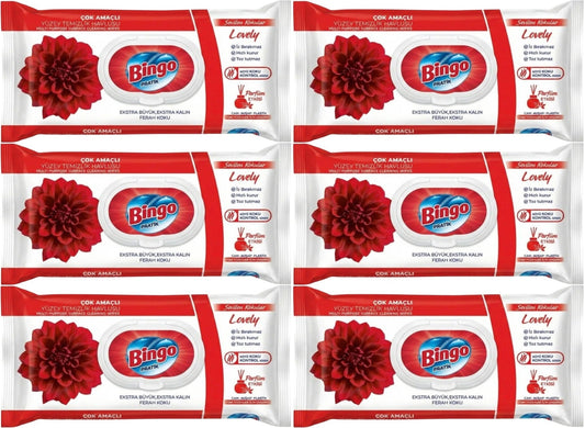 Bingo Clean Yüzey Temizlik Havlusu 96 Yaprak Sevilen Kokular Lovely - Gül (6 Lı Set) 576 Yaprak