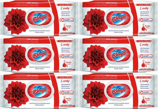 Bingo Clean Yüzey Temizlik Havlusu 96 Yaprak Sevilen Kokular Lovely - Gül (6 Lı Set) 576 Yaprak