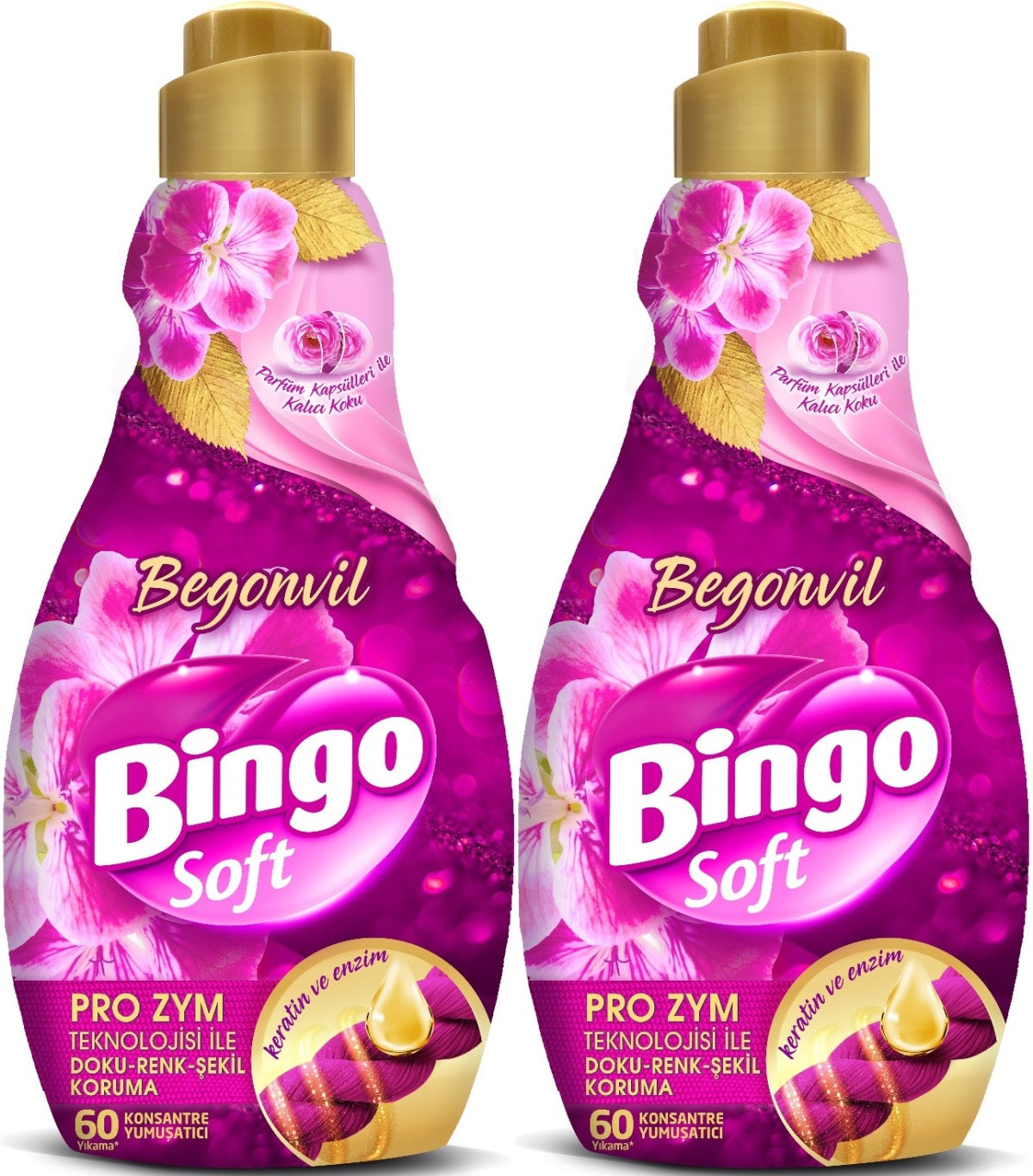 Bingo Soft Çamaşır Yumuşatıcı Konsantre 1440ML Begonvil (2 Li Set)