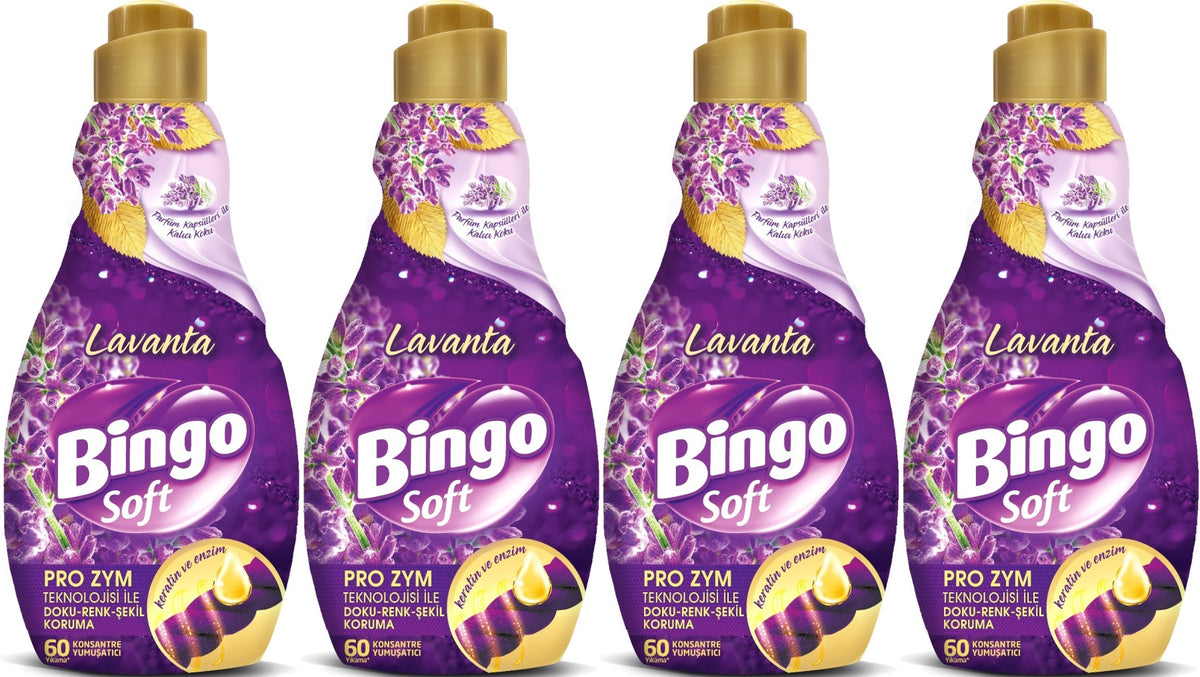 Bingo Soft Çamaşır Yumuşatıcı Konsantre 1440ML Lavanta (4 Lü Set)