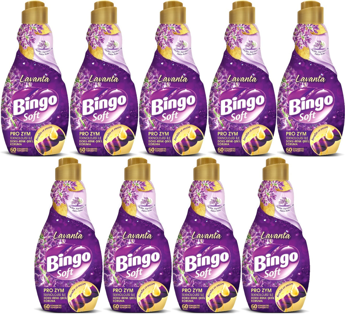 Bingo Soft Çamaşır Yumuşatıcı Konsantre 1440ML Lavanta (9 Lu Set)