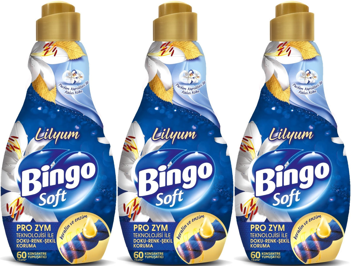 Bingo Soft Çamaşır Yumuşatıcı Konsantre 1440ML Lilyum (3 Lü Set)