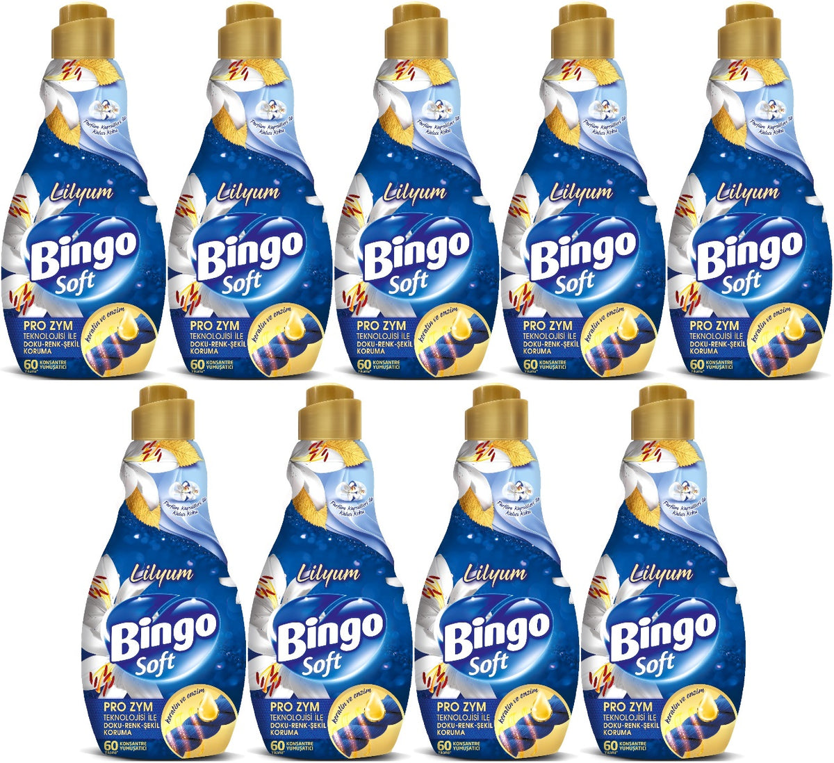 Bingo Soft Çamaşır Yumuşatıcı Konsantre 1440ML Lilyum (9 Lu Set)