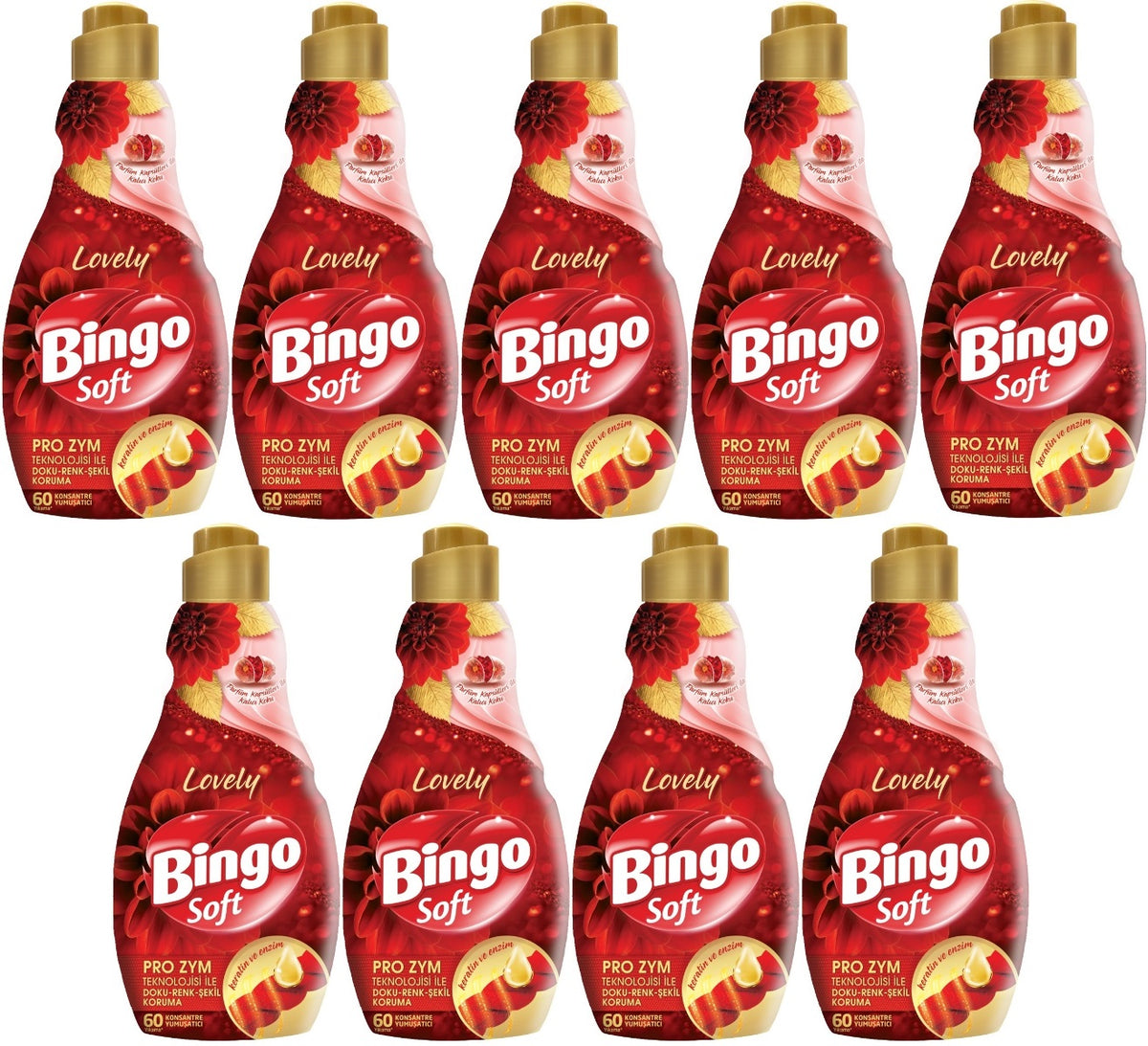 Bingo Soft Çamaşır Yumuşatıcı Konsantre 1440ML Lovely (9 Lu Set)