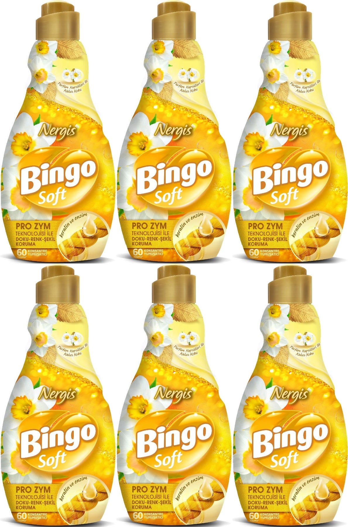 Bingo Soft Çamaşır Yumuşatıcı Konsantre 1440ML Nergis (6 Lı Set)