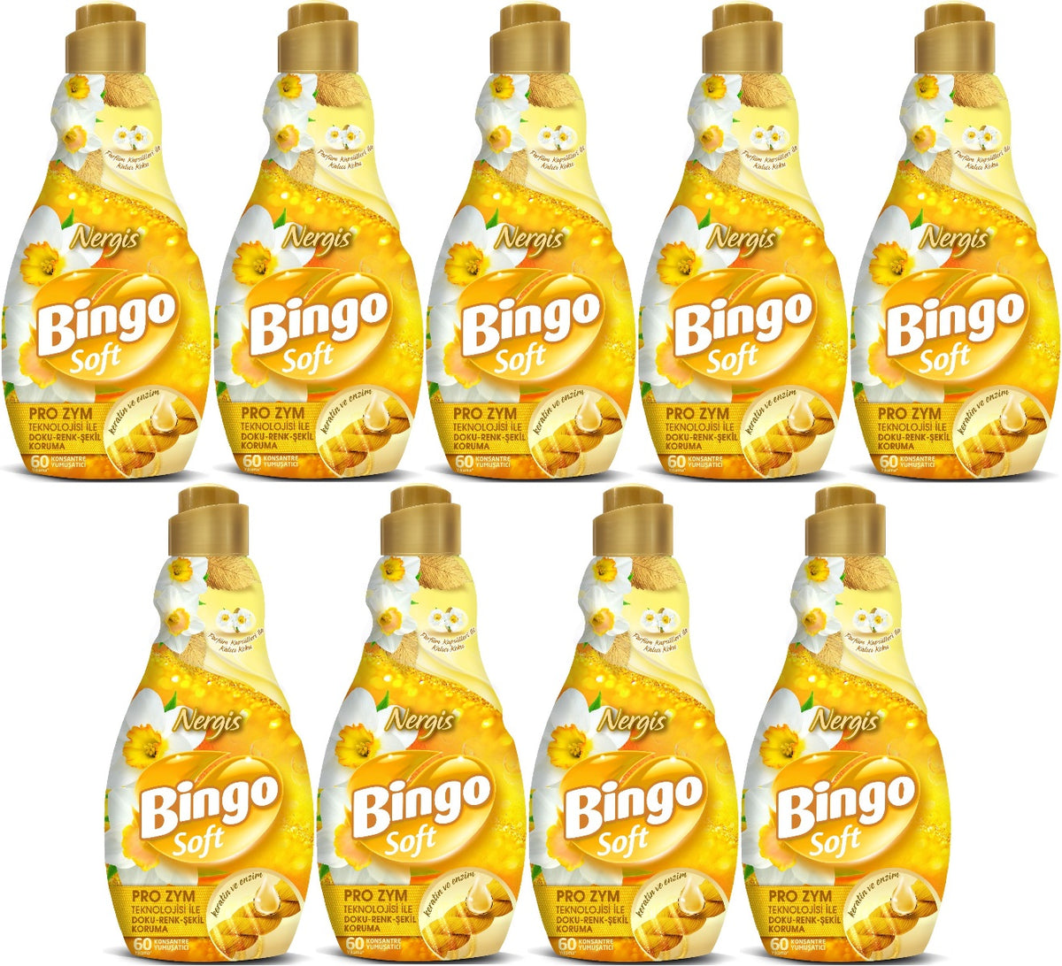 Bingo Soft Çamaşır Yumuşatıcı Konsantre 1440ML Nergis (9 Lu Set)