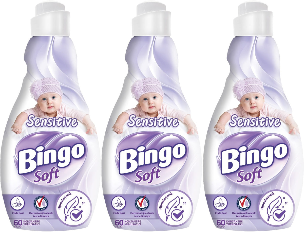 Bingo Soft Çamaşır Yumuşatıcı Konsantre 1440ML Sensitive (Hipoalerjenik) (3 Lü Set)