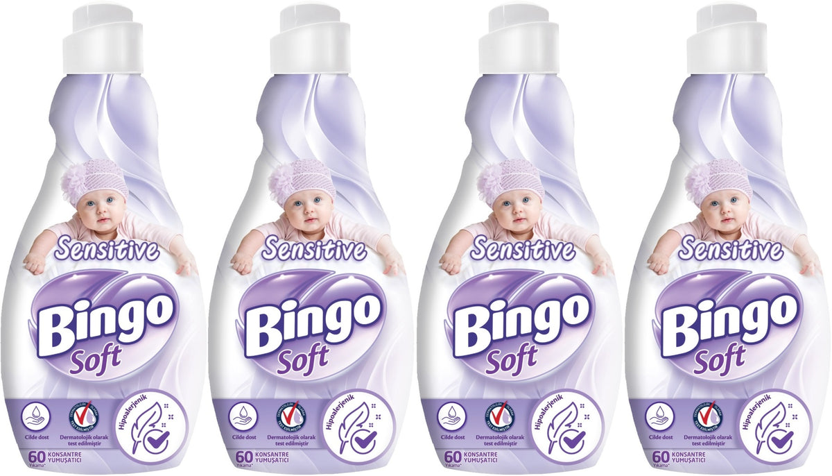 Bingo Soft Çamaşır Yumuşatıcı Konsantre 1440ML Sensitive (Hipoalerjenik) (4 Lü Set)