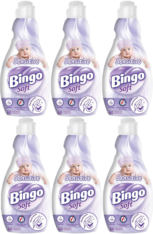 Bingo Soft Çamaşır Yumuşatıcı Konsantre 1440ML Sensitive (Hipoalerjenik) (6 Lı Set)